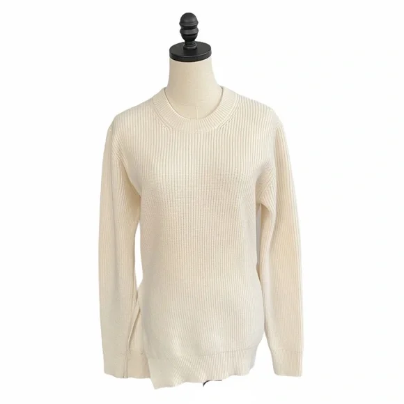 Proenza Schouler Ivory Cotton Cashmere Rib Wrap SweaterMEDIUM